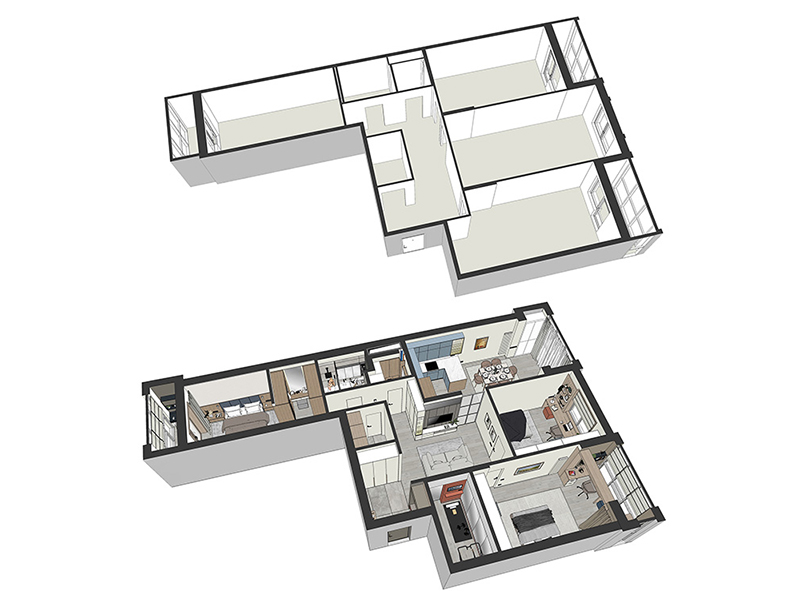 Интерьерная архитектура - эскиз планировки